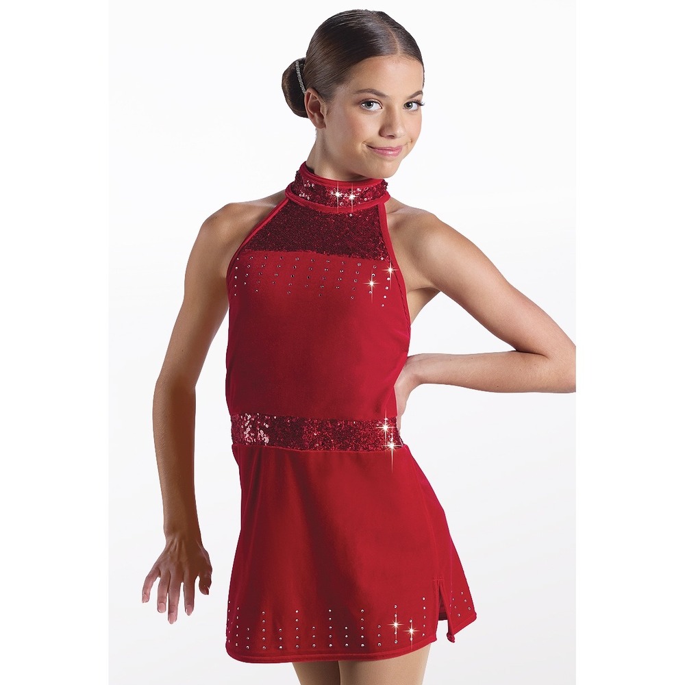 Weissman Showtime Small Adult Red Velvet Sequin Rhinestone Dance Costume SA new